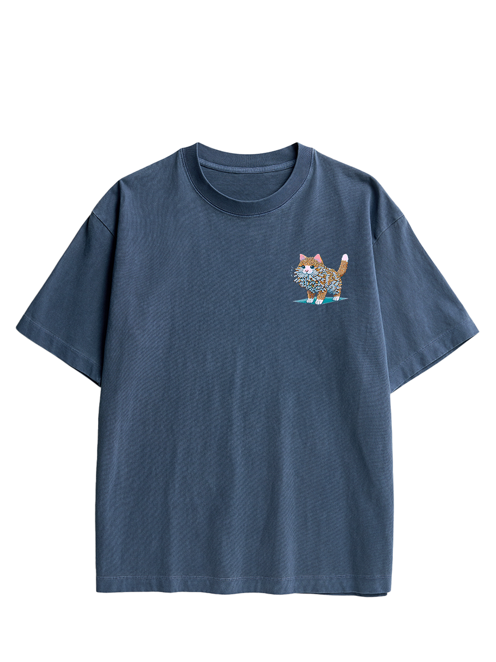 Cigarette Cat Double Sided Print Washed TShirt