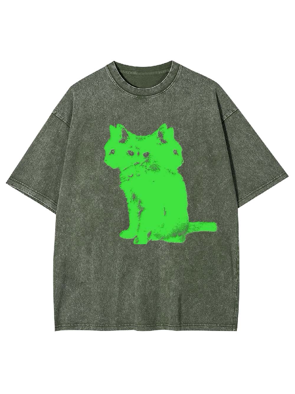 Three Headed Cat Washed Tshirt