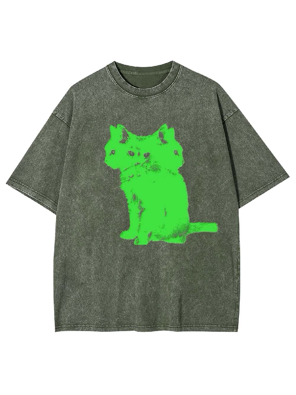Three Headed Cat Washed Tshirt