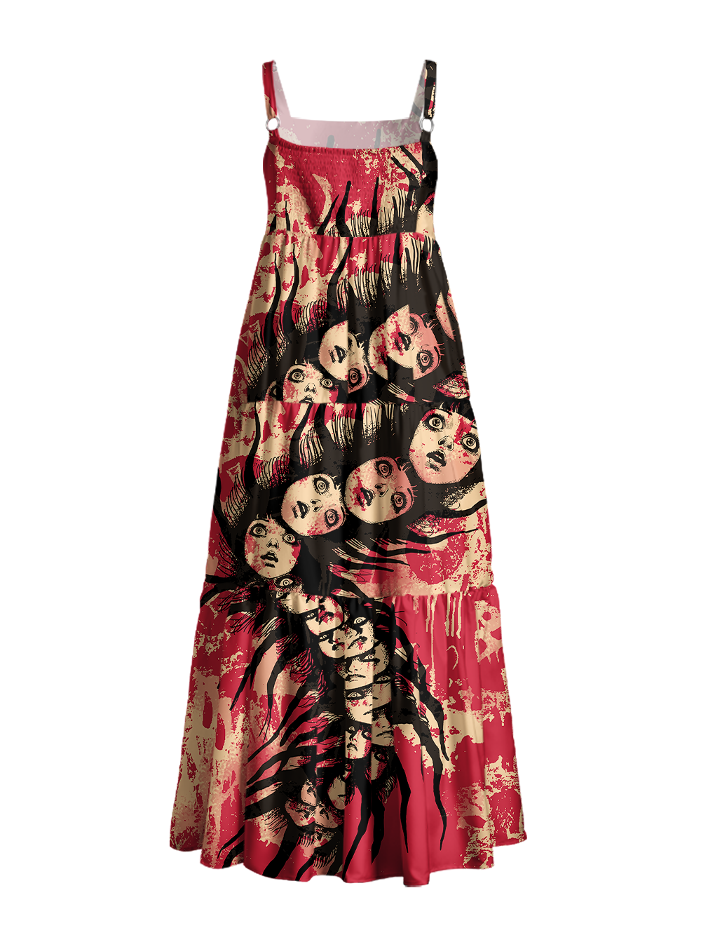 TWISTED FACES CRAWL WIDE STRAPS MAXI DRESS