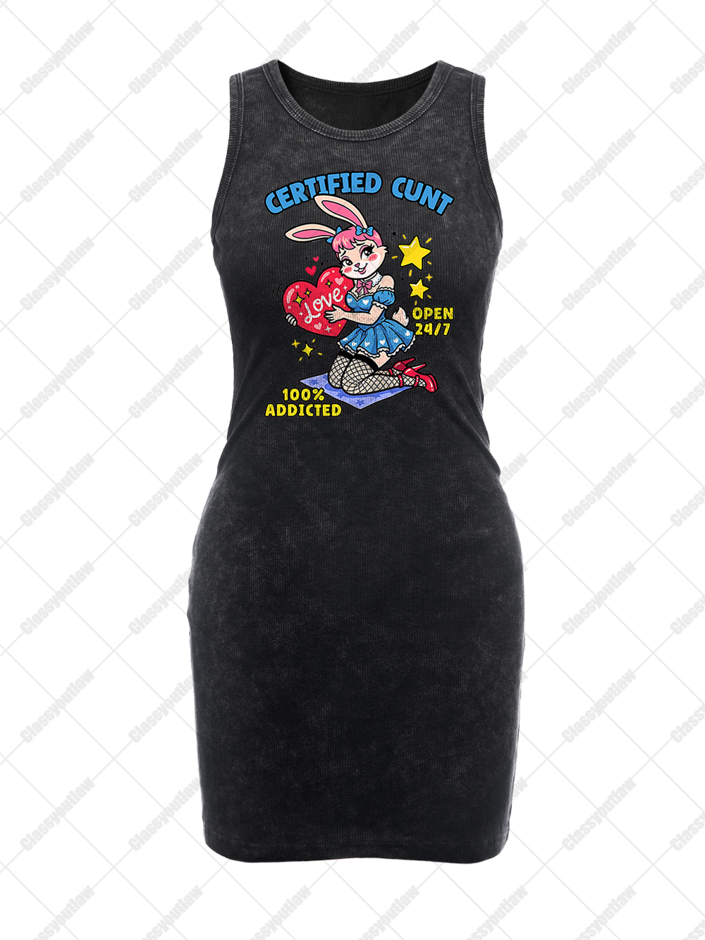 CERTIFIED CUNT VINTAGE BODYCON TANK DRESS