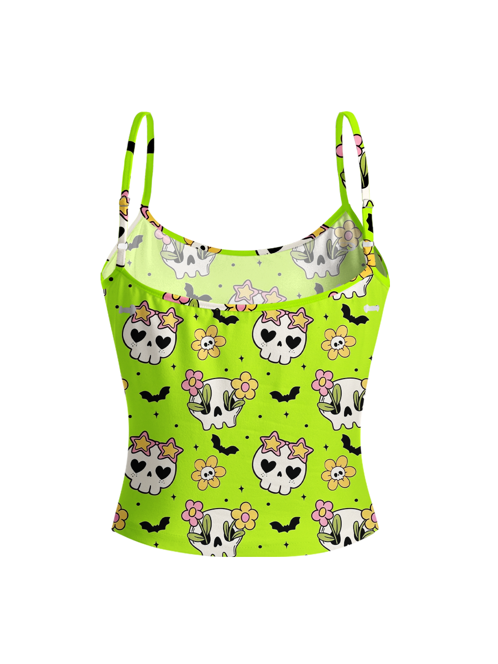 SKULL FLORAL FULL-PRINT SPAGHETTI-STRAP TOP