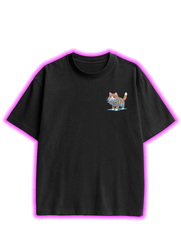 Cigarette Cat Double Sided Print Washed TShirt