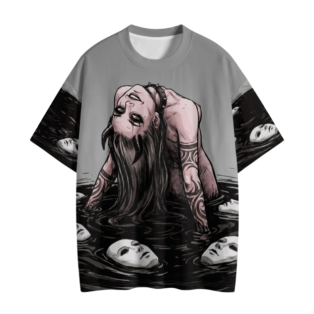 Long-haired girl with desires Eco Oversized Graphic Tees