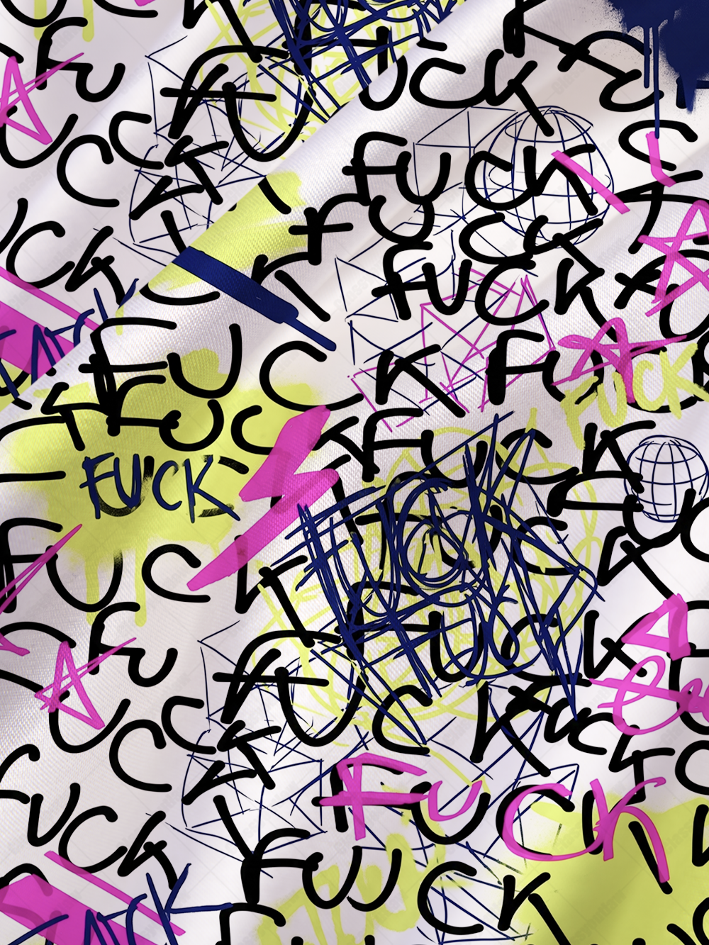 Villain Graffiti Satin Cross Back Mini Dress