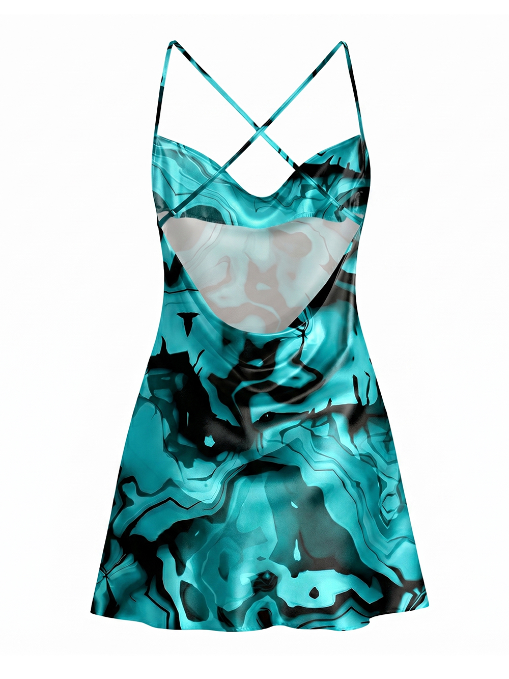 DEEP SEA ENERGY SATIN CROSS BACK MINI DRESS