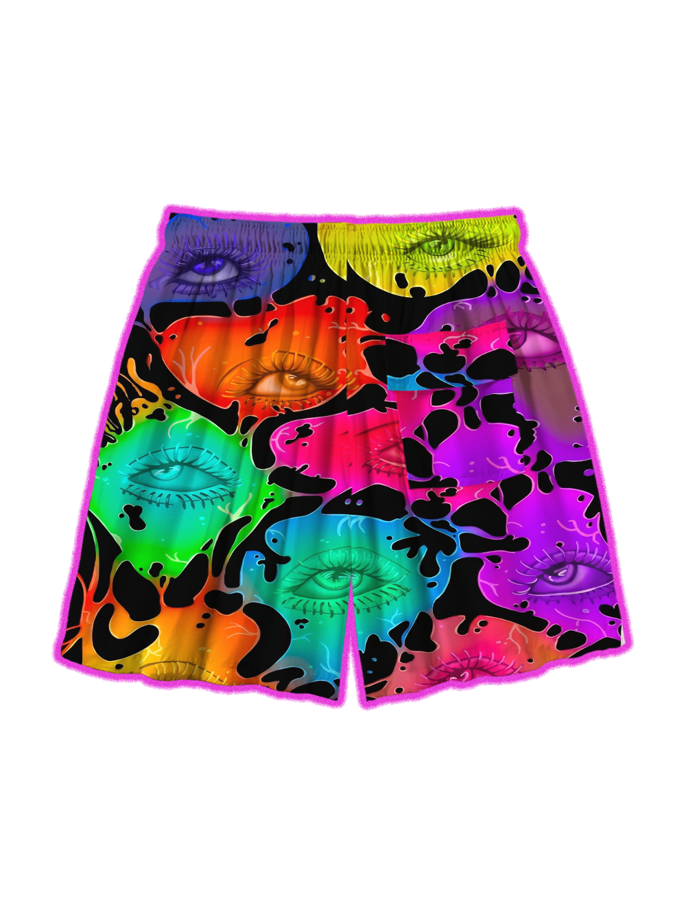 TRIPPY MULTICOLOR ALL-SEEING EYE ALL OVER PRINT SHORTS