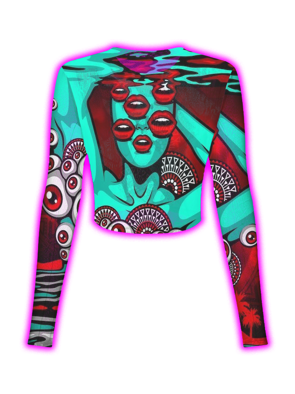 PSYCHEDELIC MULTI-EYES ABSTRACT MESH TOP