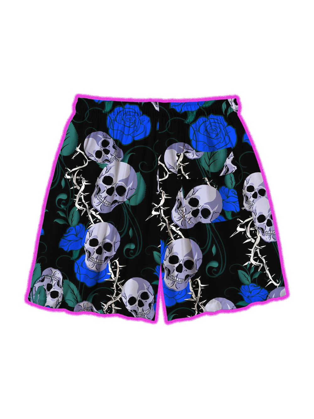 BLUE ROSE SKULL ALL OVER PRINT SHORTS