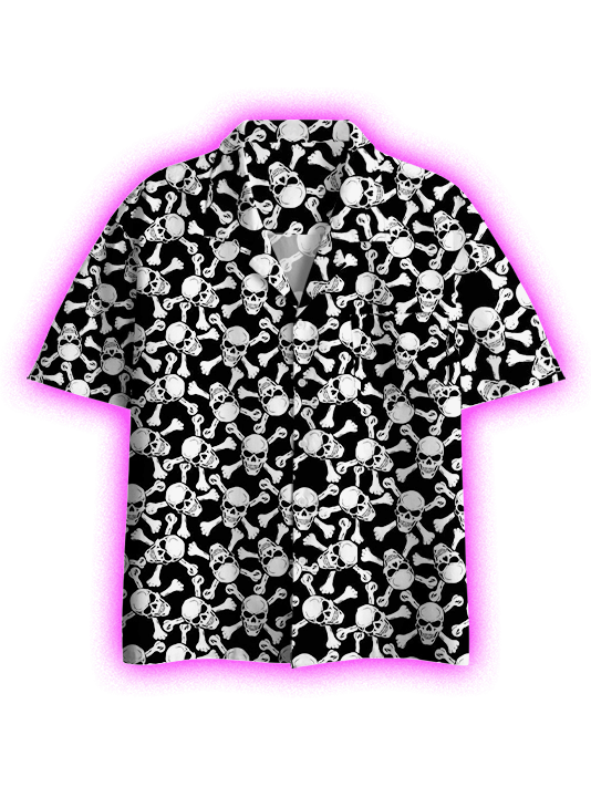 Skull and Crossbones Frenzy Button Up Pocket Shirt