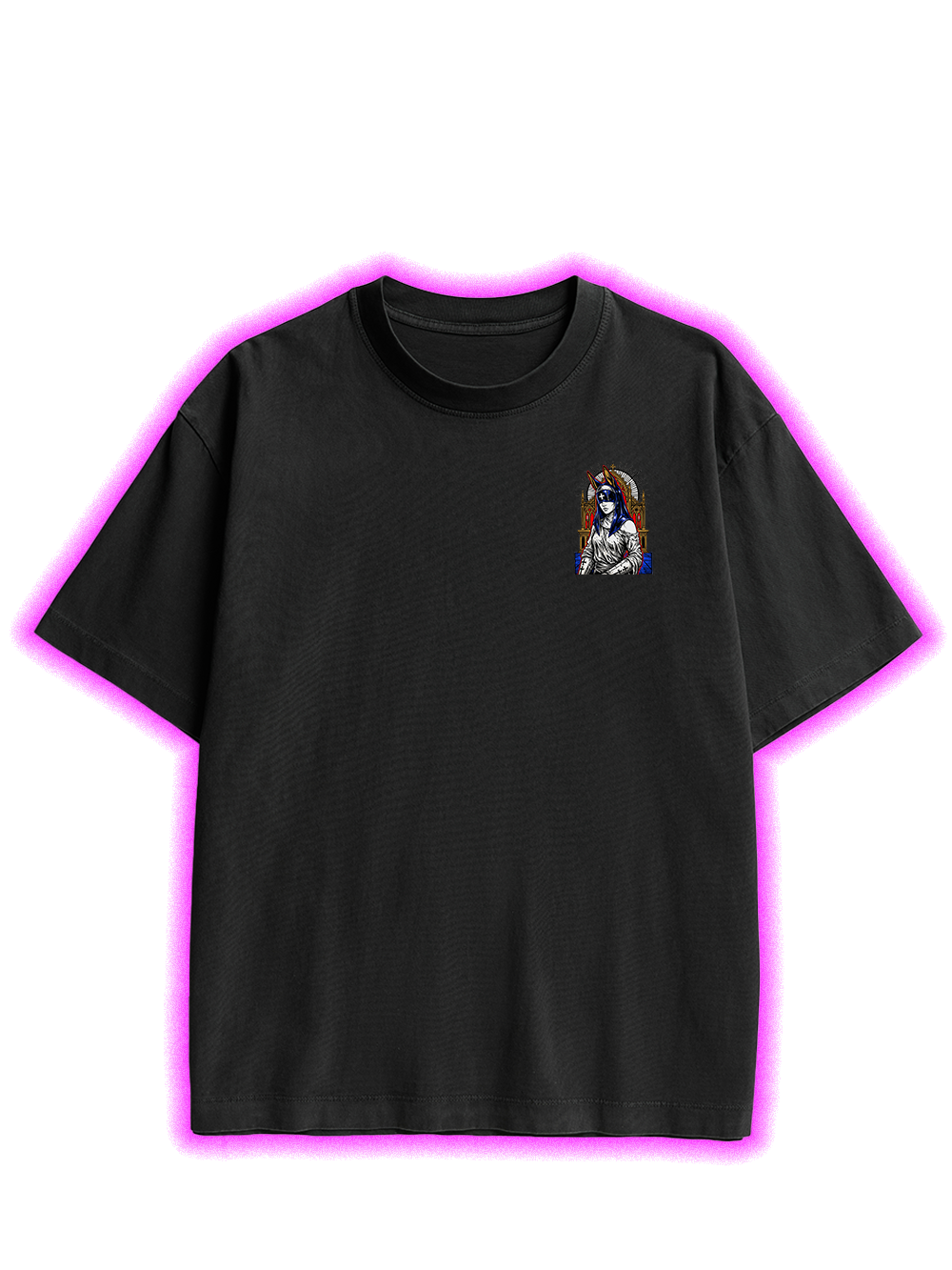 GOTHIC NUN WITH BUNNY EARS CHURCH DOUBLE SIDED PRINT WASHED TSHIRT
