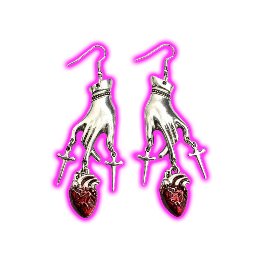DARK RUBY HAND EARRINGS