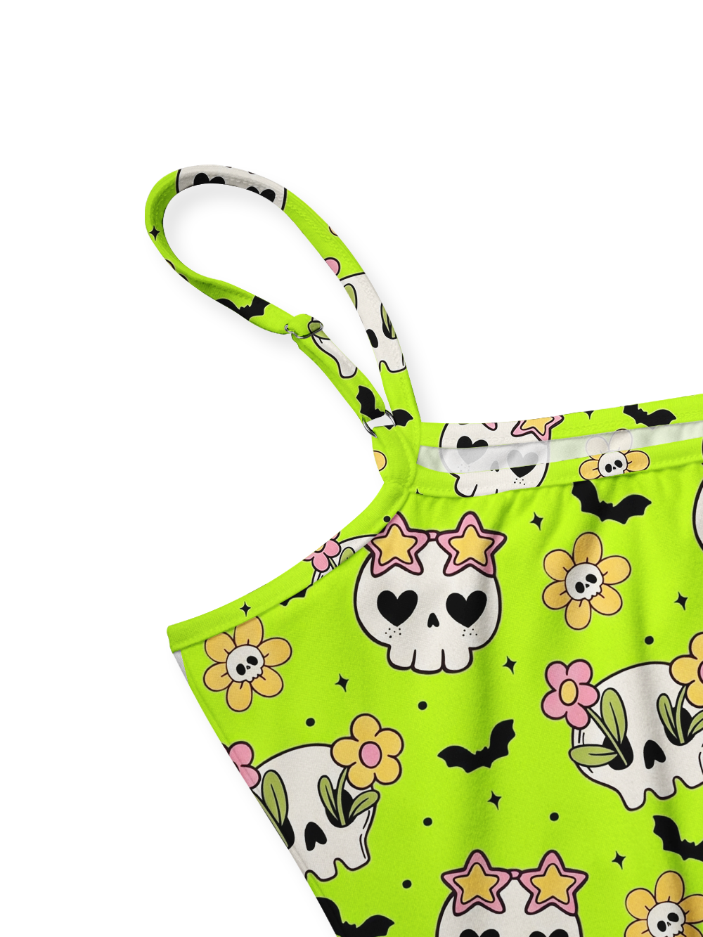 SKULL FLORAL FULL-PRINT SPAGHETTI-STRAP TOP