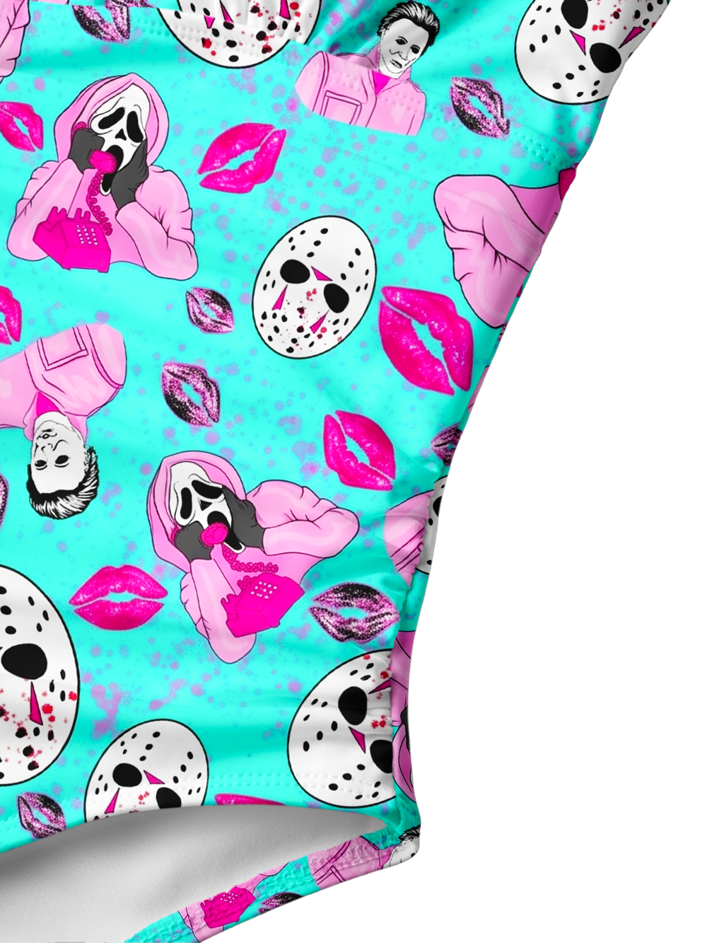 PINK HORROR ICONS V-NECK ONE PIECE SWIMSUIT