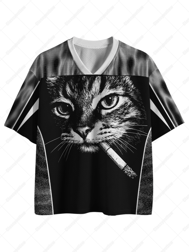 Cat With Cigarette Mesh Jersey