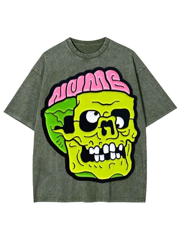 Neon Mind Skull Washed Tshirt