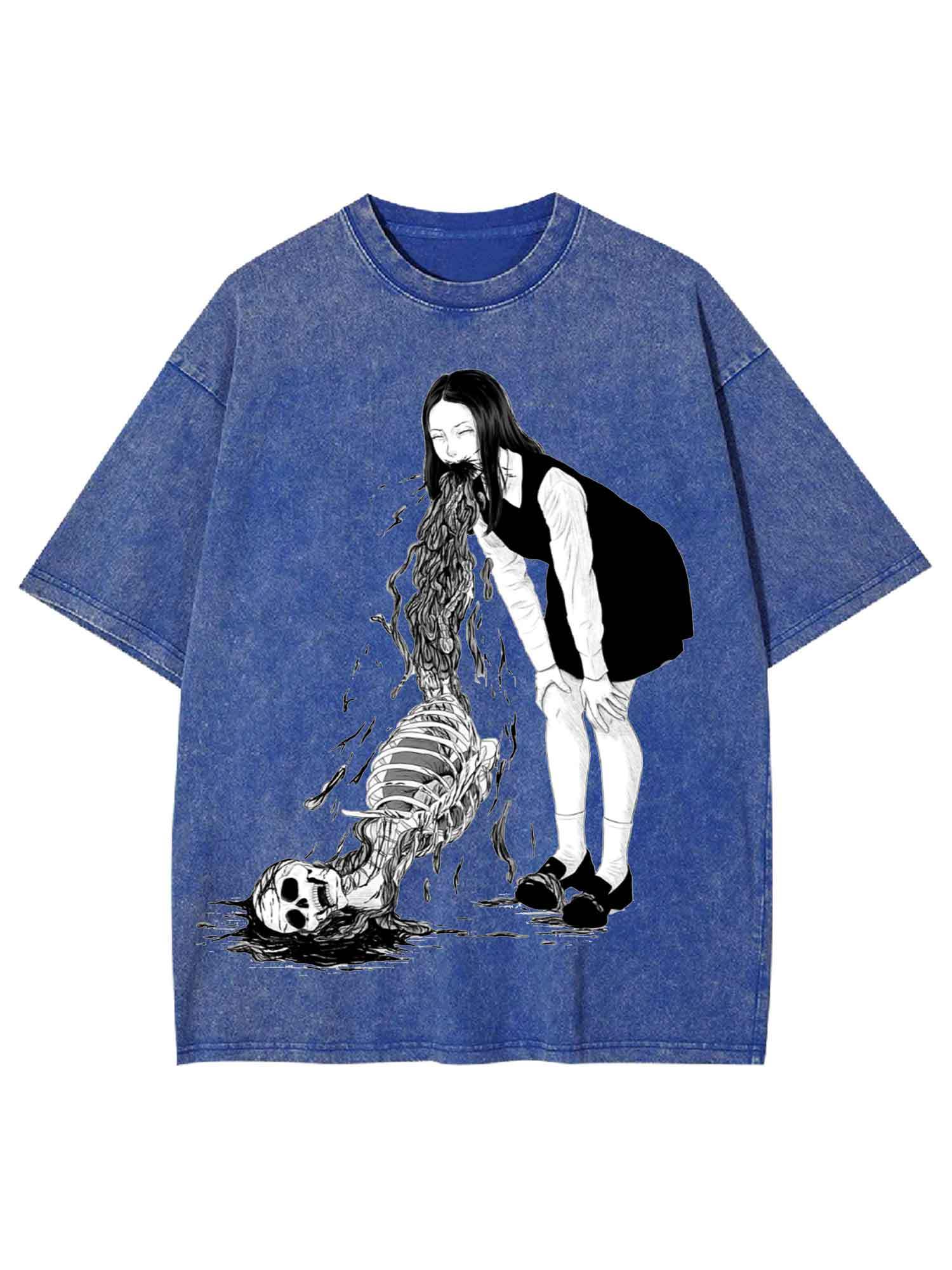 Sleleton Vomit Washed Tshirt
