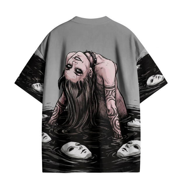 Long-haired girl with desires Eco Oversized Graphic Tees