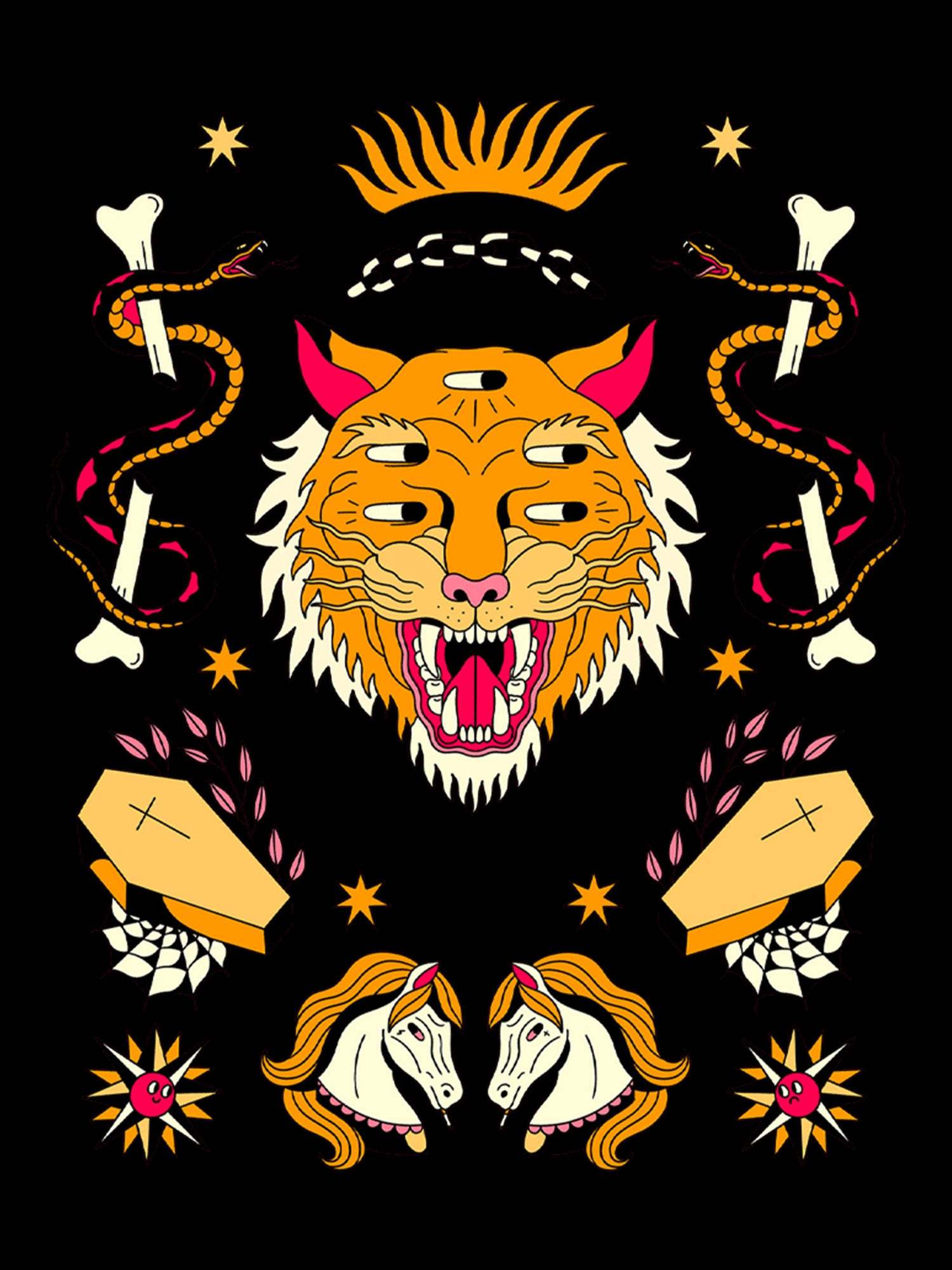 Tiger Of 5 Eyes Washed Tshirt