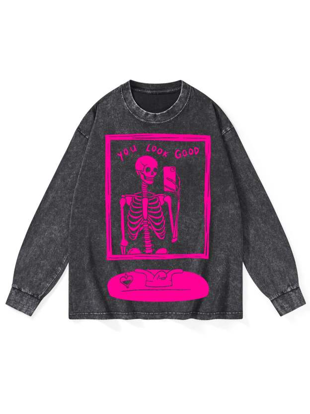 YOU LOOK GOOD WASHED LONG-SLEEVE TSHIRT