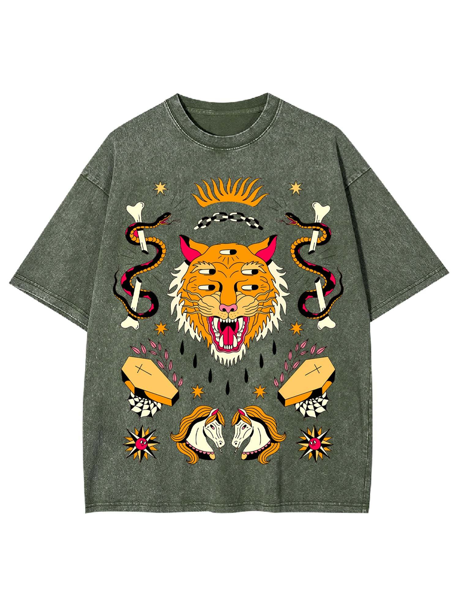 Tiger Of 5 Eyes Washed Tshirt