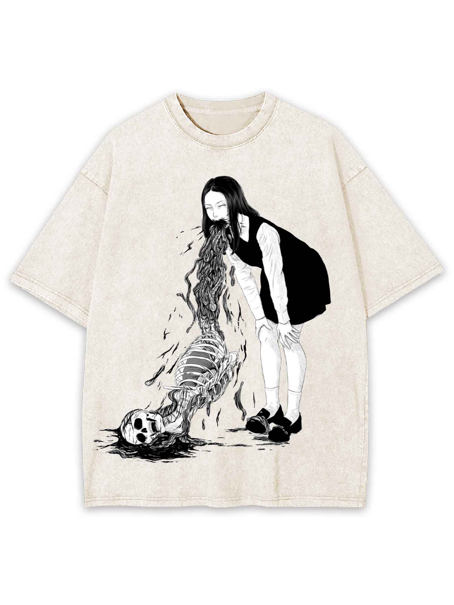Sleleton Vomit Washed Tshirt