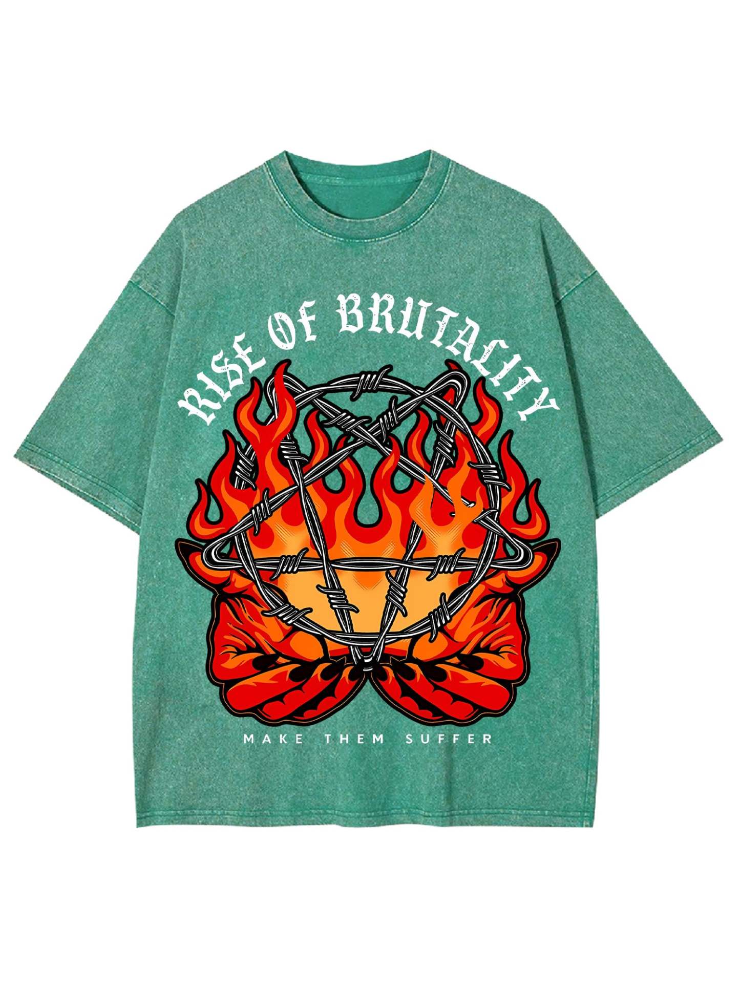 Rise Of Brutality Washed Tshirt-ClassyOutlaw Sale