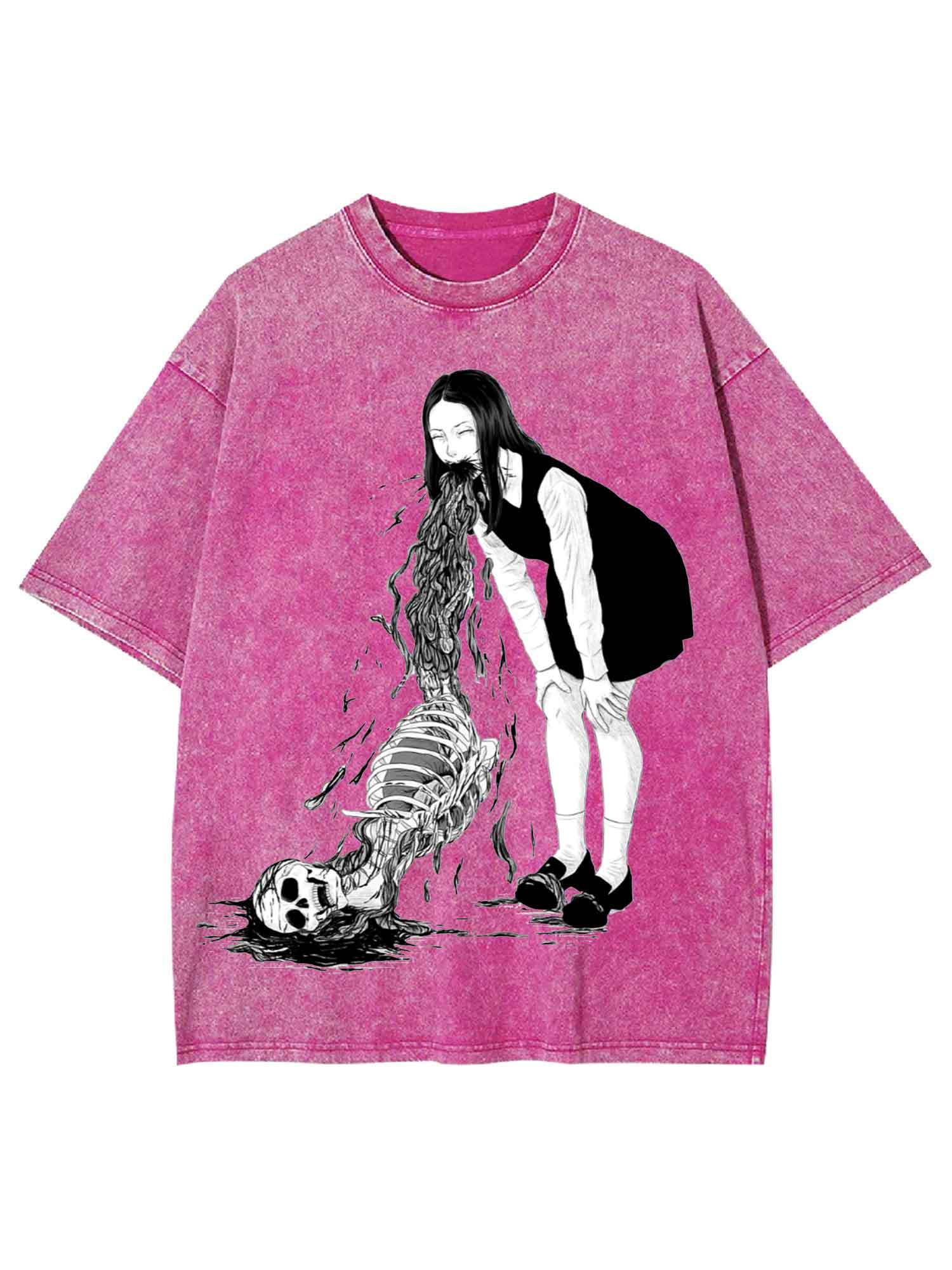 Sleleton Vomit Washed Tshirt