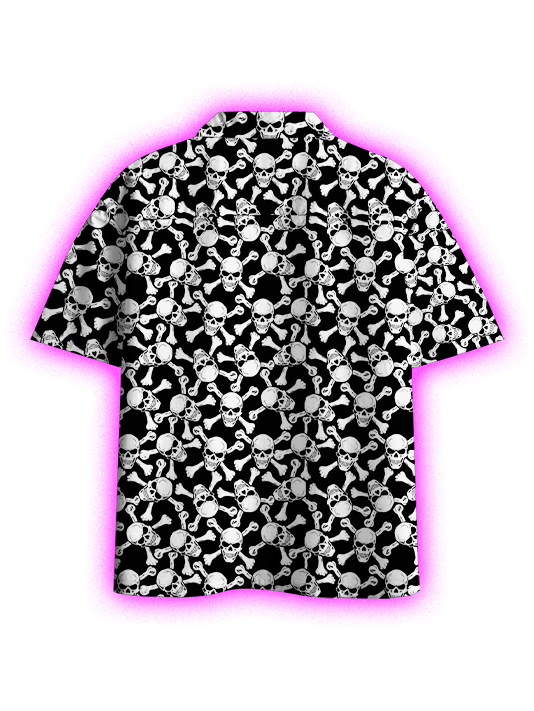 Skull and Crossbones Frenzy Button Up Pocket Shirt