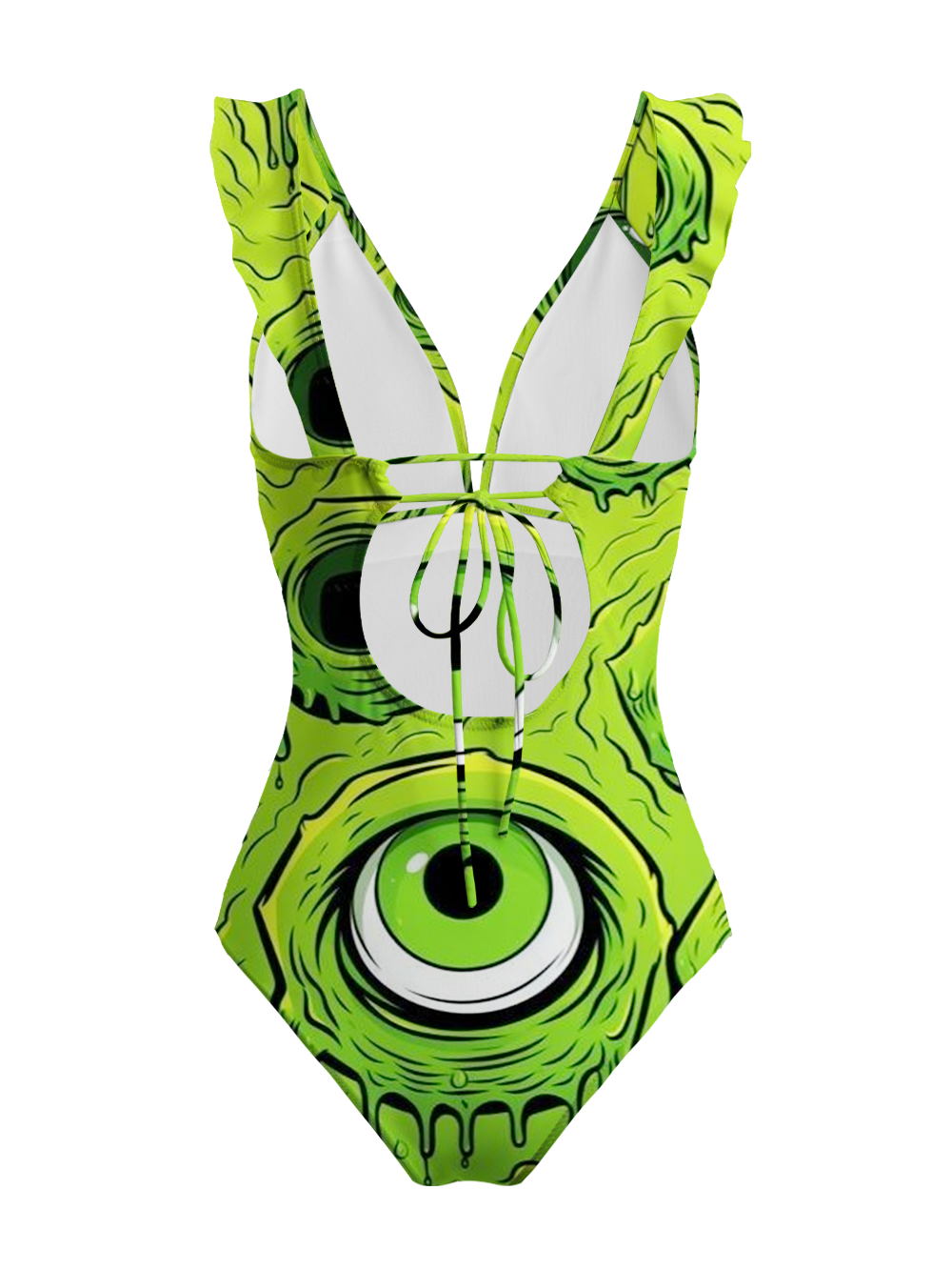 GREEN VISION V-NECK ONE PIECE SWIMSUIT