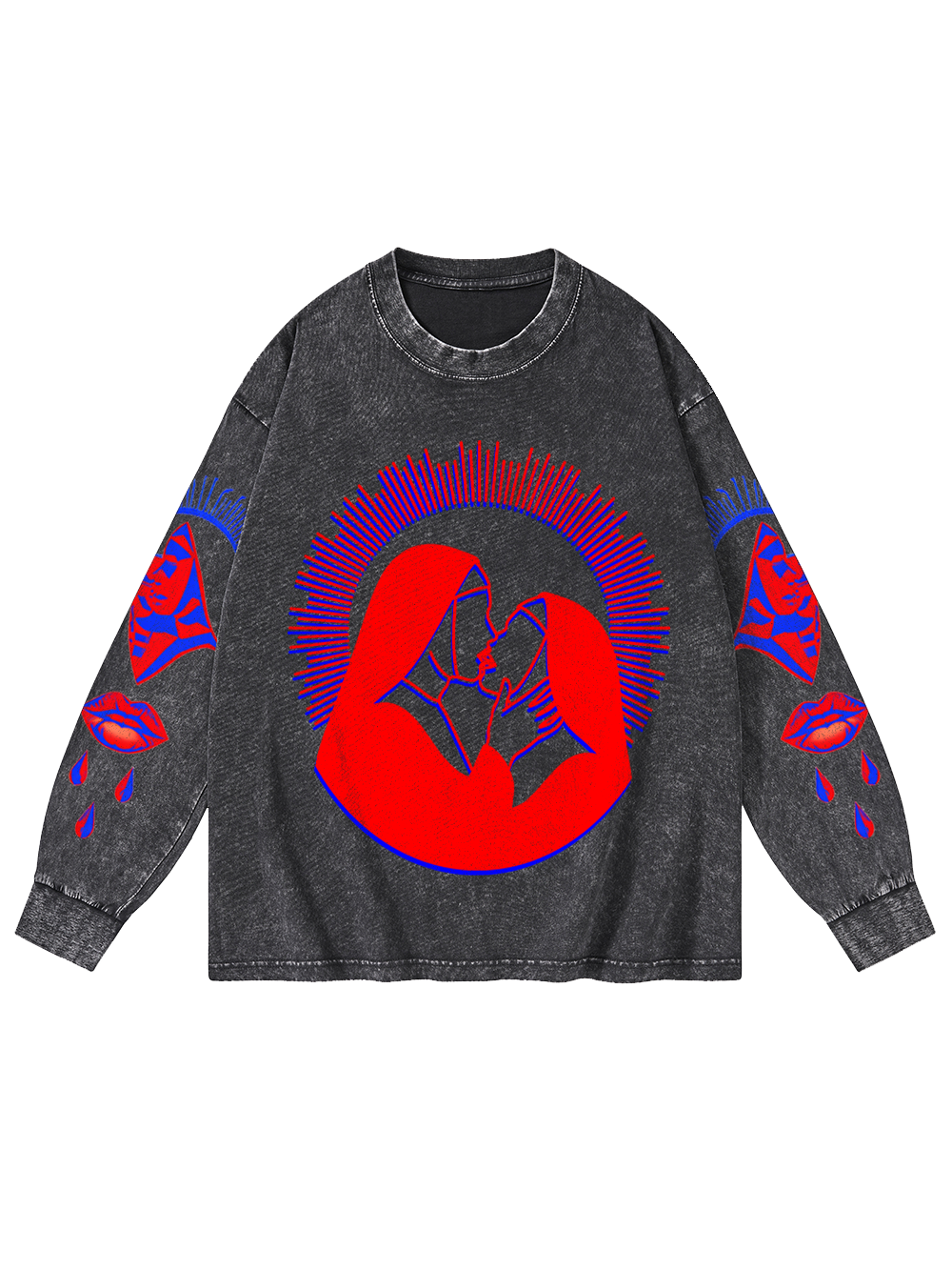 HOLY KISS WASHED LONG-SLEEVE GRAPHIC TSHIRT