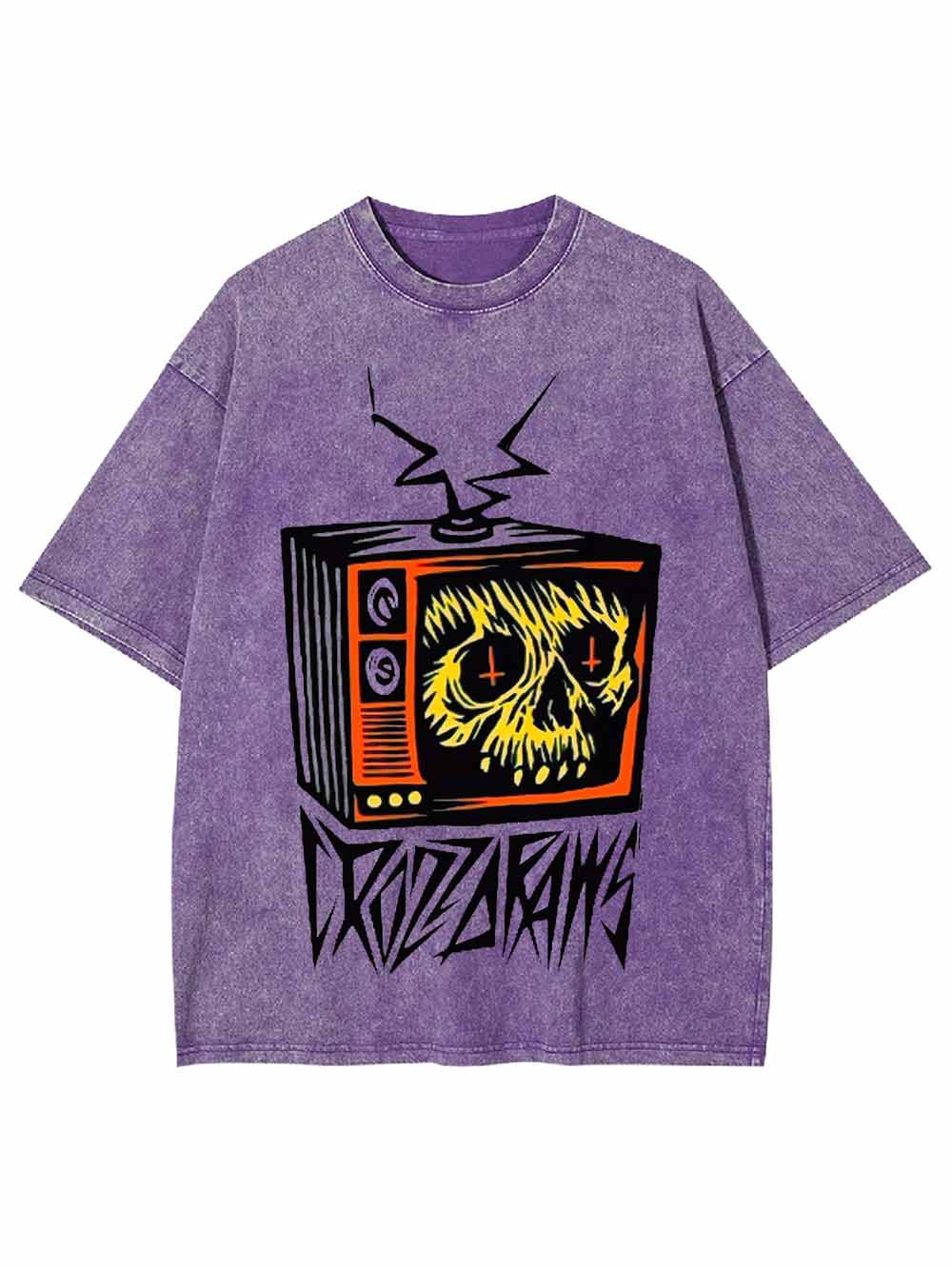 DISTORTED SKULL TV WASHED TSHIRT