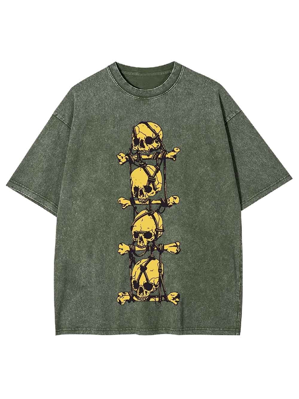 SKULL CROSSBONES CHAIN WASHED TSHIRT
