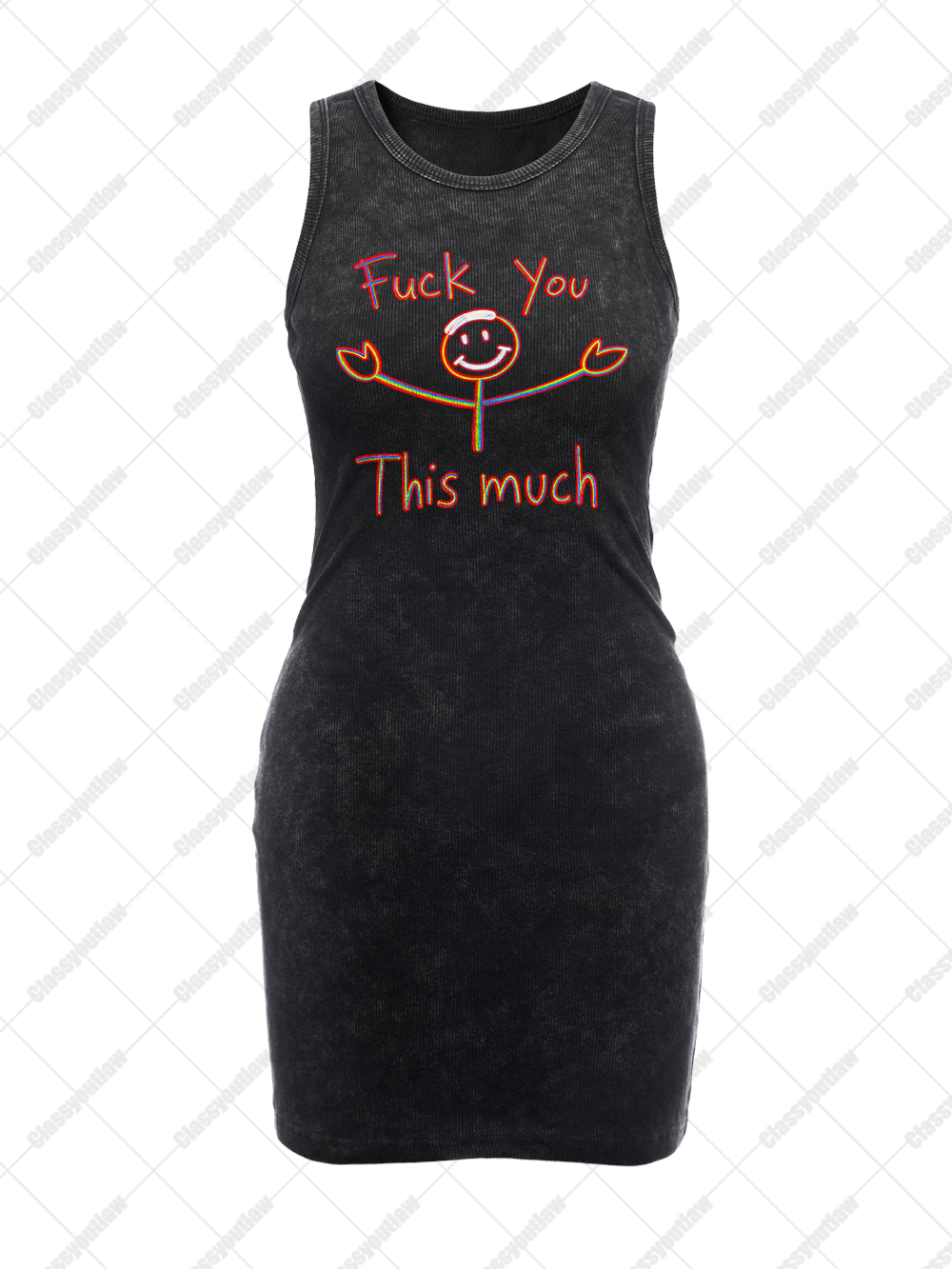 FUCK YOU THIS MUCH VINTAGE BODYCON TANK DRESS