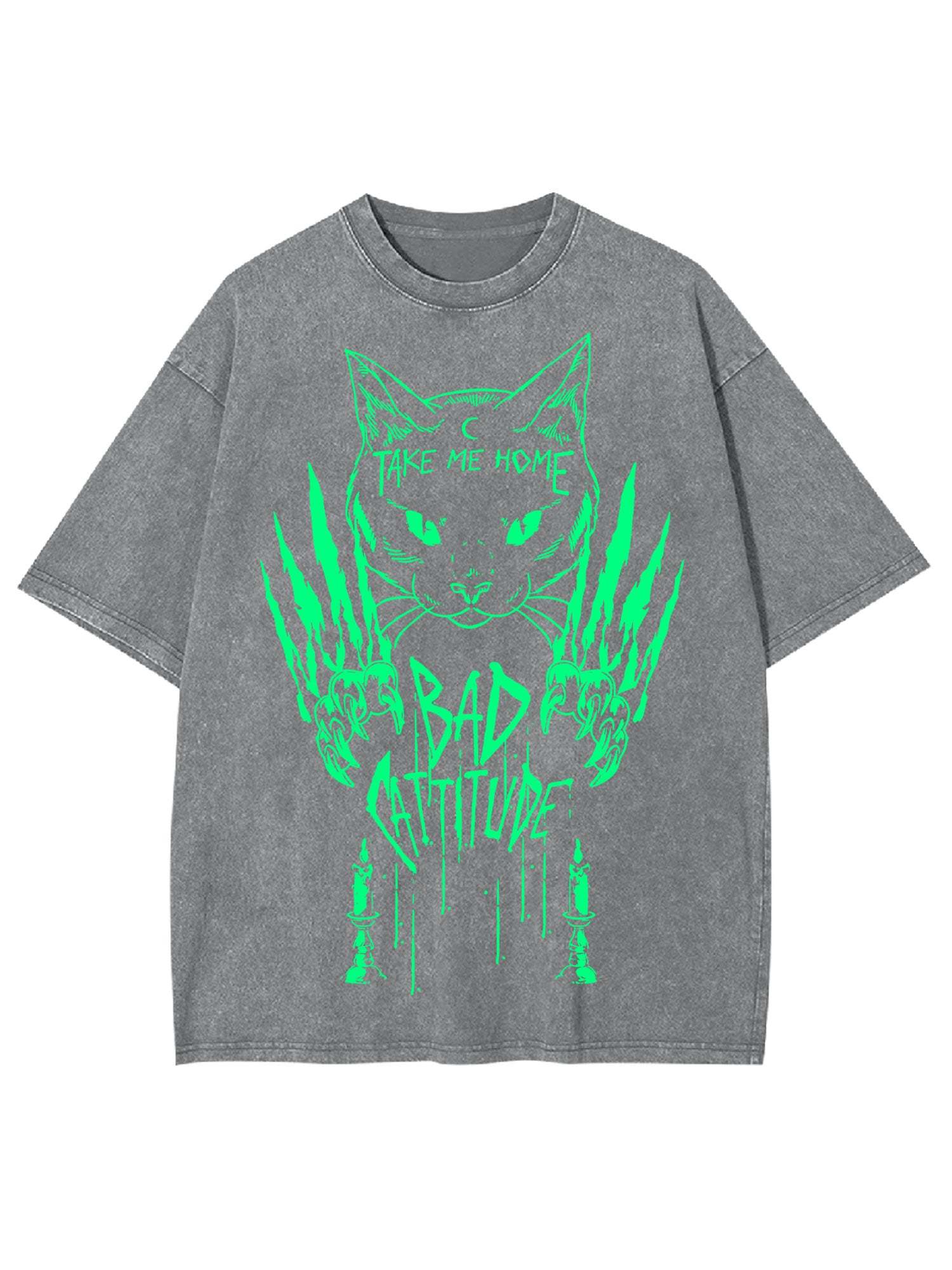 BAD CATTITUDE WASHED TSHIRT-ClassyOutlaw Sale
