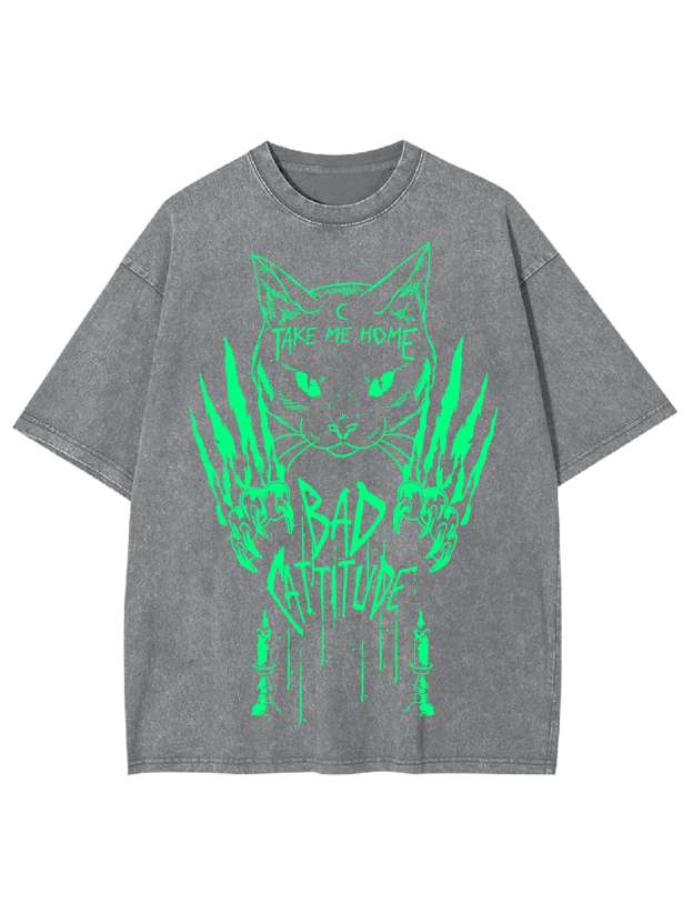 BAD CATTITUDE WASHED TSHIRT