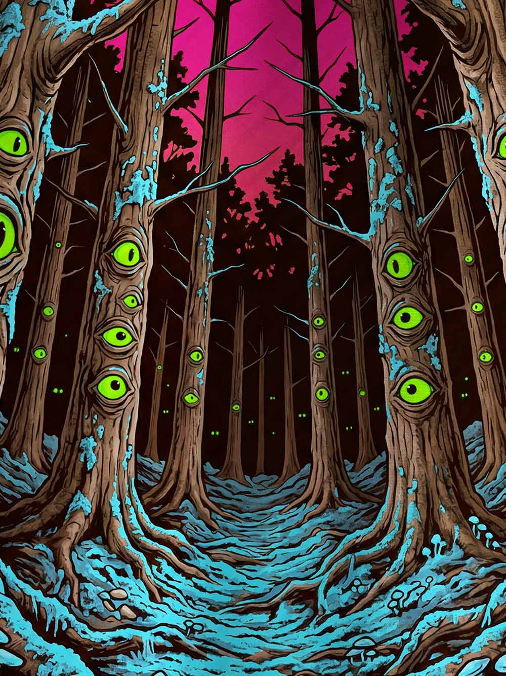 Dreamscape Twisted Trees Eco Oversized Graphic Tees