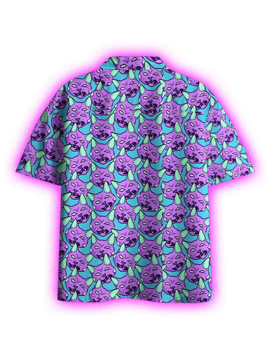 Playful Purple Goblins Button Up Pocket Shirt