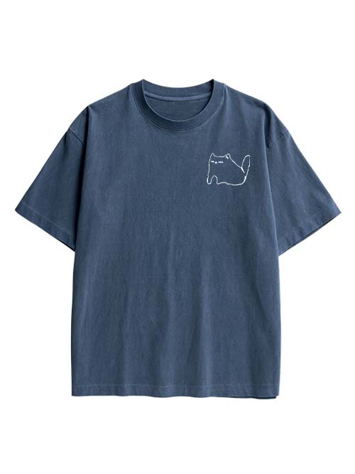 Ibuprofen Cat Double Sided Print Washed TShirt