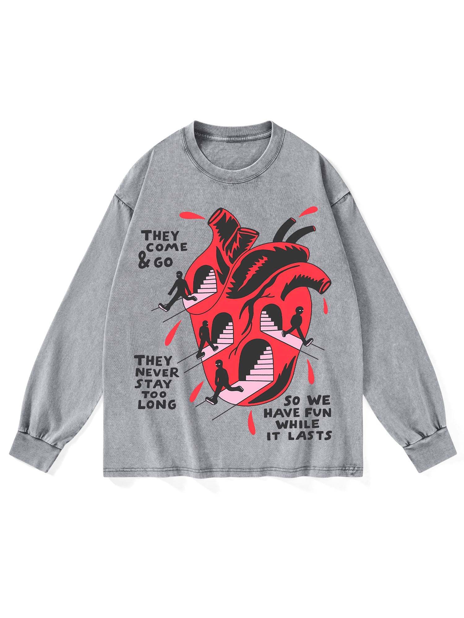 THEY COME AND GO WASHED LONG-SLEEVE TSHIRT