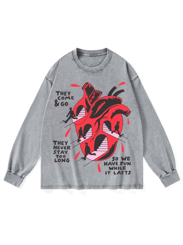 THEY COME AND GO WASHED LONG-SLEEVE TSHIRT