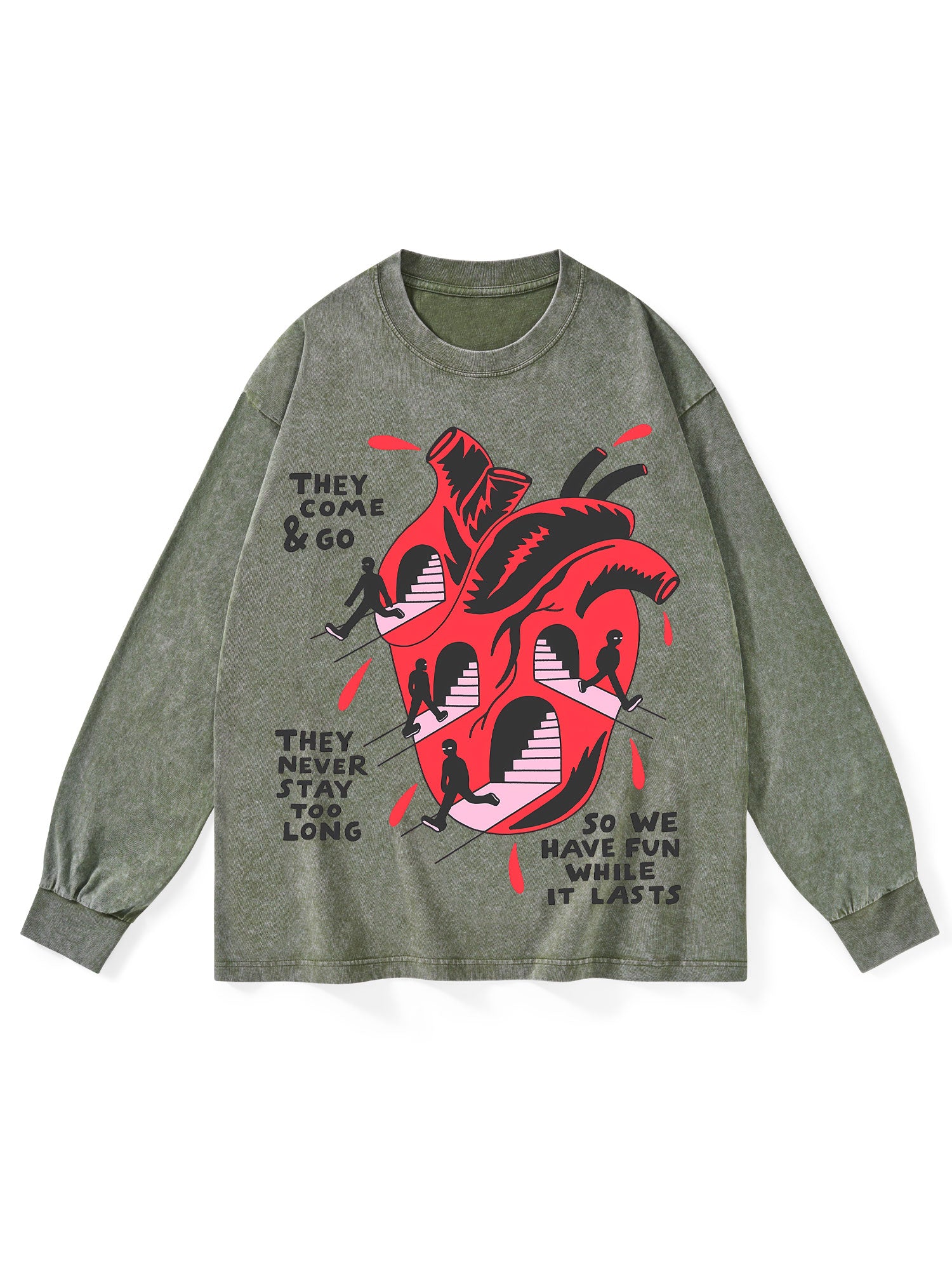 THEY COME AND GO WASHED LONG-SLEEVE TSHIRT
