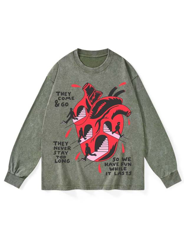 THEY COME AND GO WASHED LONG-SLEEVE TSHIRT