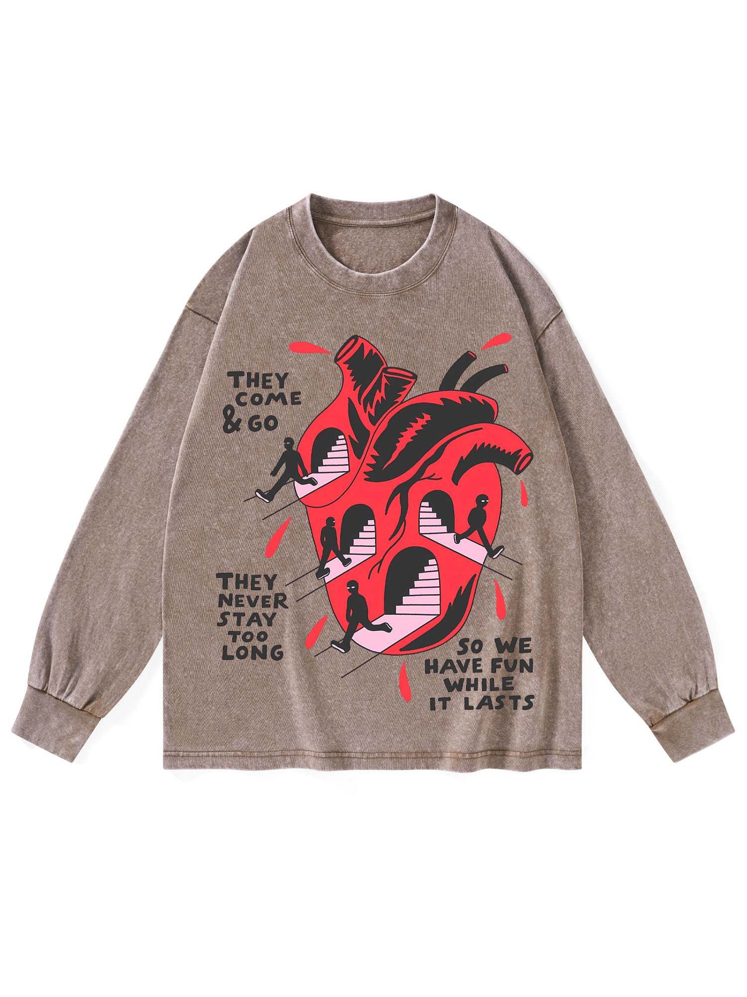 THEY COME AND GO WASHED LONG-SLEEVE TSHIRT