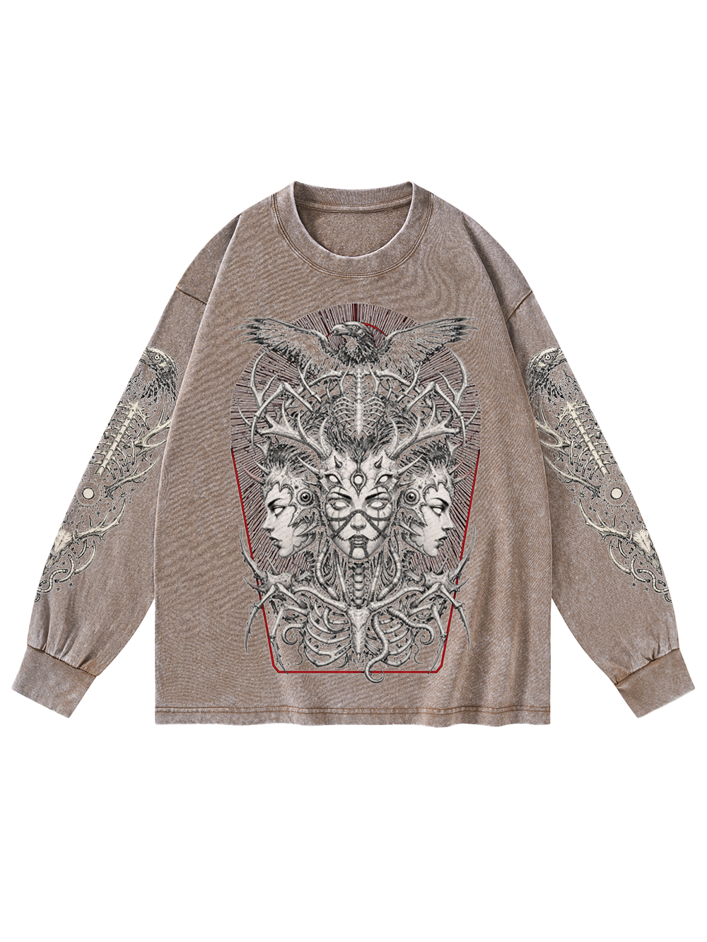 DARK GODDESS WASHED LONG-SLEEVE GRAPHIC TSHIRT