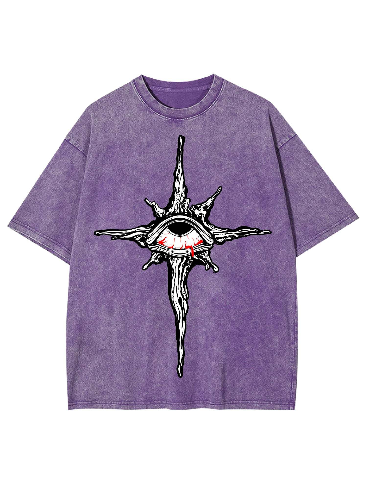 The Cross Of Bleeding Eye Washed Tshirt-ClassyOutlaw Sale