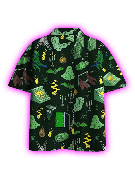 Haunted Night Tales Button Up Pocket Shirt