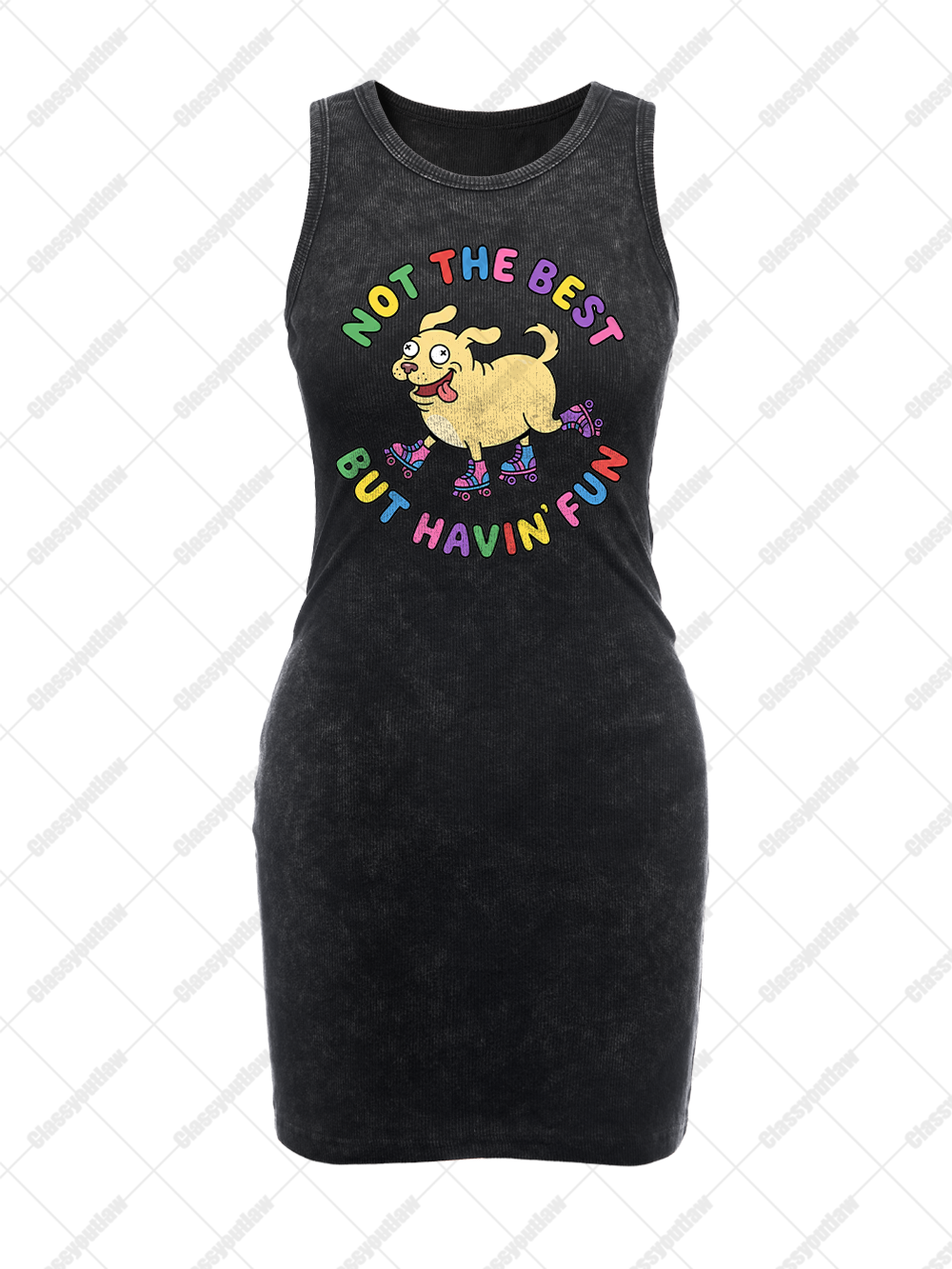 ROLLER DOG FUN VINTAGE BODYCON TANK DRESS