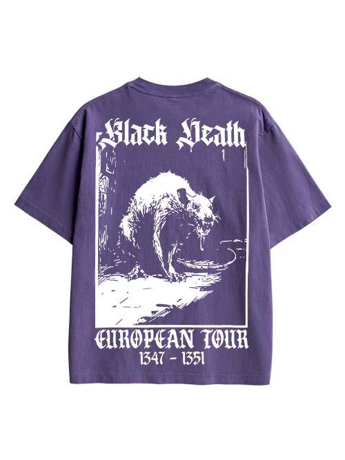 Black Death Double Sided Print Washed TShirt