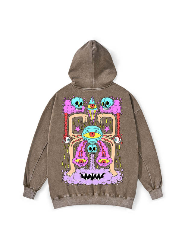 DEATH AND DERANGED WASHED HOODIE